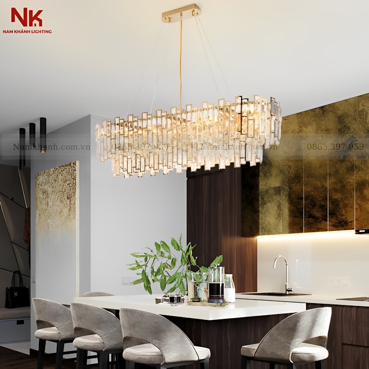 Đèn Chùm Pha Lê Chữ Nhật 160
