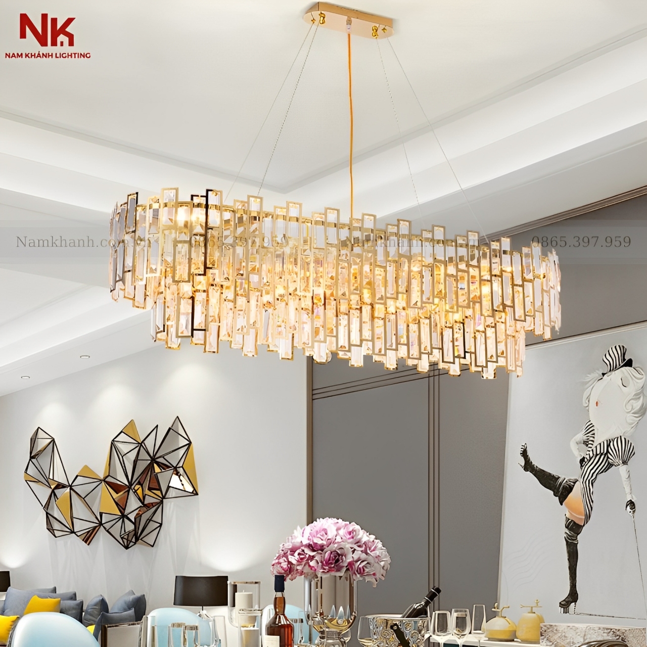 Đèn Chùm Pha Lê Chữ Nhật 160