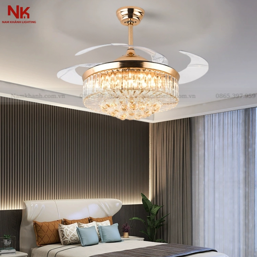 Quạt Cụp Xòe Pha Lê F06