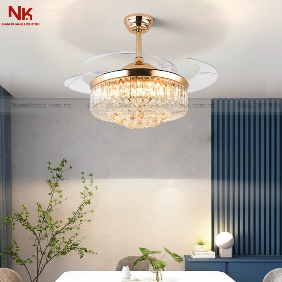 Quạt Cụp Xòe Pha Lê F06