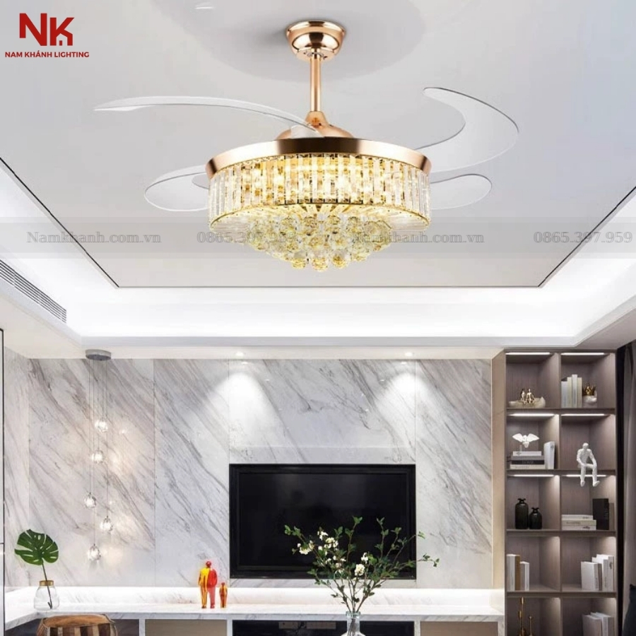 Quạt Cụp Xòe Pha Lê F06