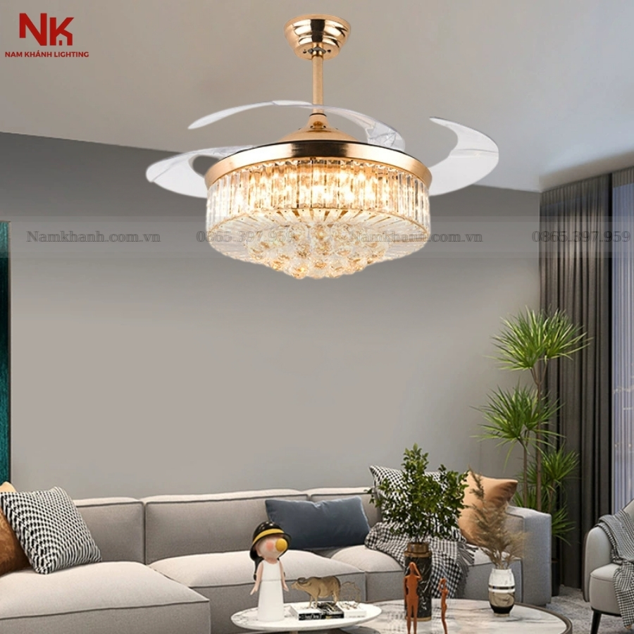 Quạt Cụp Xòe Pha Lê F06