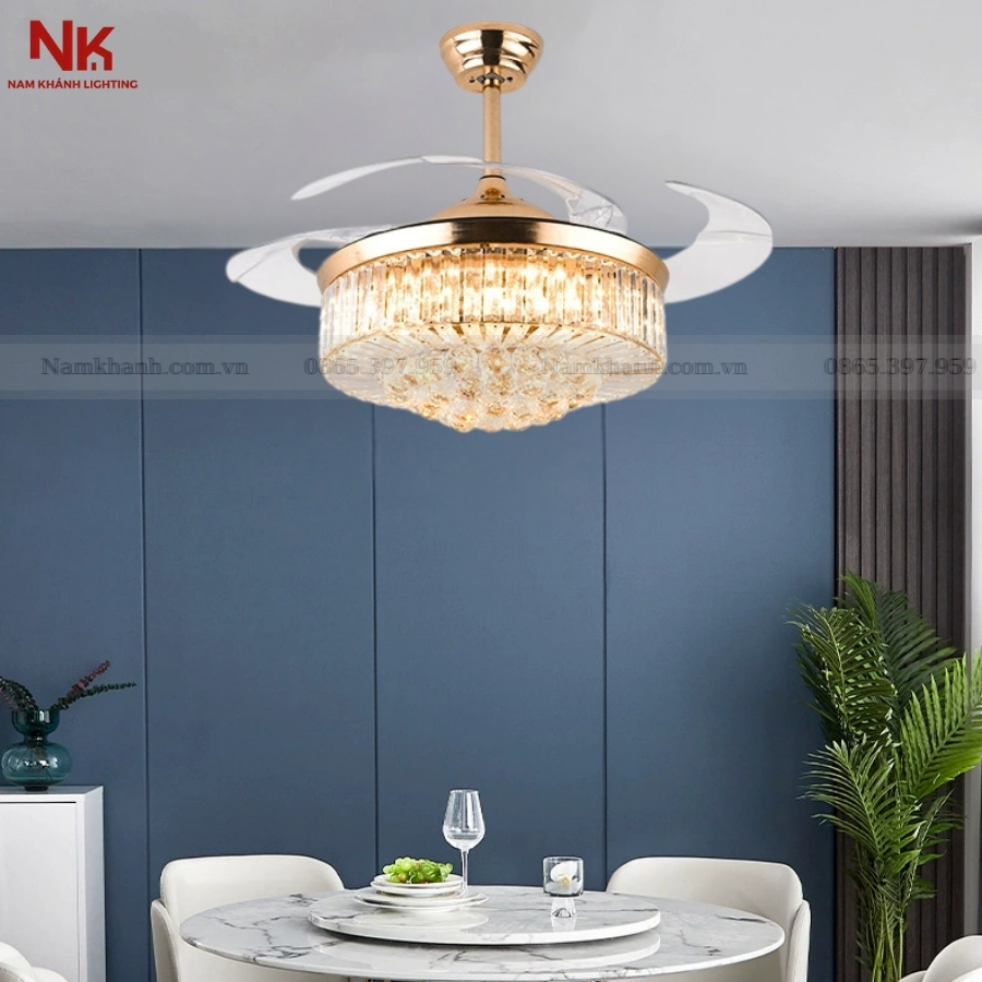 Quạt Cụp Xòe Pha Lê F06