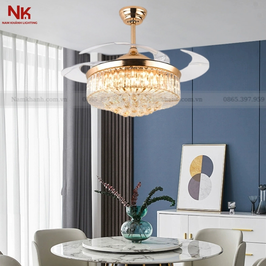 Quạt Cụp Xòe Pha Lê F06