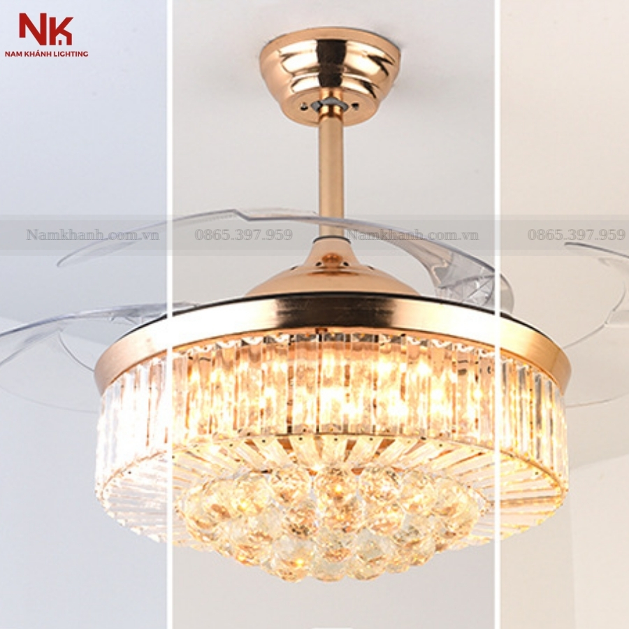 Quạt Cụp Xòe Pha Lê F06
