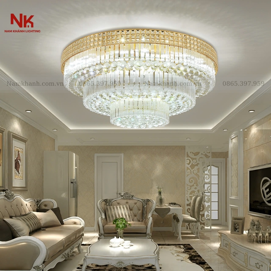 Đèn Ốp Trần Pha Lê Tròn 411