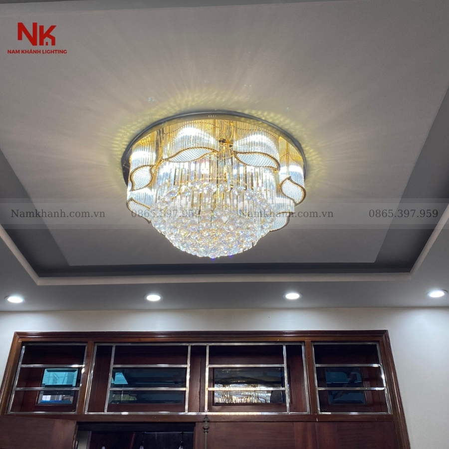 Đèn Ốp Trần Pha Lê Tròn 412