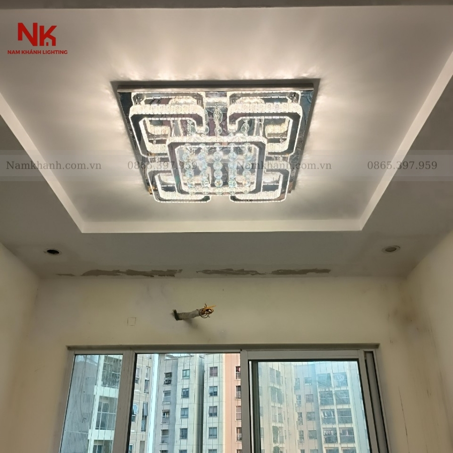 Đèn Ốp Trần Pha Lê Vuông 412