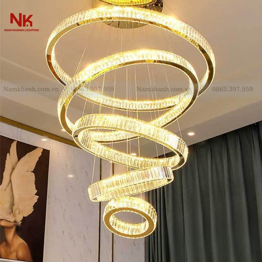 Đèn Thả 6 Vòng Pha Lê